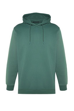 Yesil Regular/Normal Kesim Kapusonlu Ici Polar/S?cak Tutan Pamuk Sweatshirt TMNAW24SW00121 - Trendyolmilla фото 6