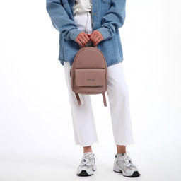 Рюкзак-мини женский TEXTURA, на молнии, размер 22×10×28 см, пудровый