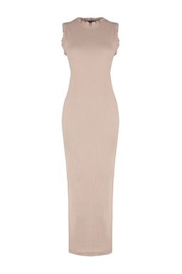 Vizon F?rf?r Detayl? Fitilli Bodycone/Vucuda Oturan Midi Smart Esnek Orme Kalem Elbise TWOSS22EL1569