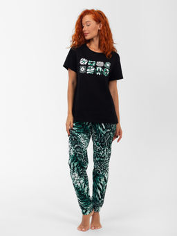 Пижама женская кулирка с брюками "МАМБА" ЗЕЛЕНЬ