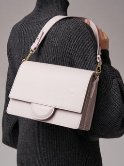 Сумка кожаная через плечо Deboro 30574 розовый дым