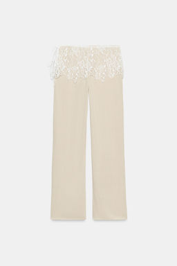 PANTAL?N RIB ENCAJE / Rosa tiza - Zara фото 5