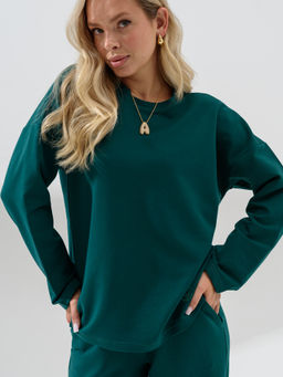 Костюм Оптима футер с брюками палаццо изумрудный  фото 14