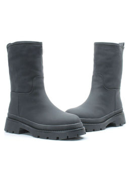 04-C186M BLACK Ботинки зимние женские (натуральная кожа (нубук) натуральный мех) - Фабричный китай фото 13