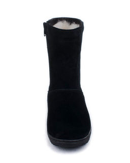 Полусапоги женские на литой подошве., Черные. Замша. Молния. Подклад овчина.