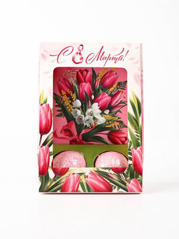 Подарочный набор: блокнот, ручка бурлящий шар 40 гр ( 2 шт) "С 8 Марта"