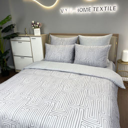 Комплект постельного белья Люкс Сатин 100% хлопок на резинке AR375 140*200*25 Евро 4 Наволочки