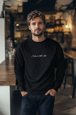 TRENDYOL MAN Siyah %100 Pamuk Regular/Normal Kesim Nak?sl? Ici Polarl?/S?cak Tutan Sweatshirt TMNAW23SW00481