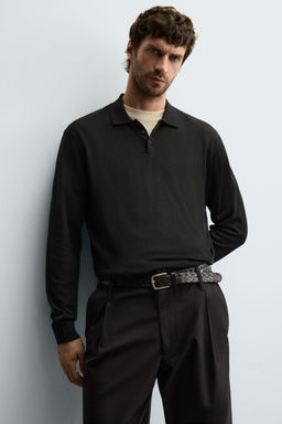 KNIT COTTON-SILK POLO SHIRT - Zara фото 5