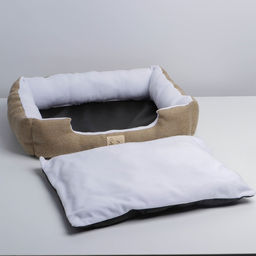 Лежанка для кошек и собак бежевая, 55х45х11 см - Пушистое счастье фото 4