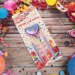 Цена за 2 шт. Свечи для торта Цифра Воздушное сердце "8" (свечи 8 см, сердце 5*13 см)