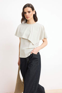 Tas Regular/Normal Kal?p K?sa Kollu Tok %100 Pamuk Orme T-Shirt TWOSS26TS00199