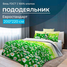 Пододеяльник Евростандарт, бязь ГОСТ (Ромашковое поле)