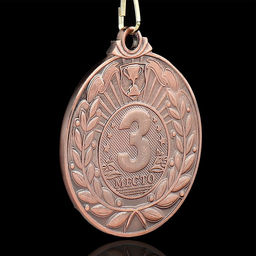 Медаль призовая 004 диам 5 см. 3 место. Цвет бронз. С лентой - Командор фото 3