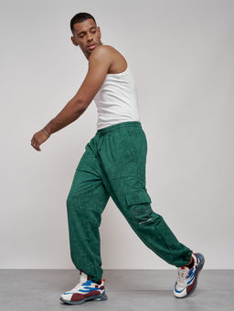 Широкие спортивные брюки трикотажные мужские зеленого цвета 12932Z - Mtforce фото 3