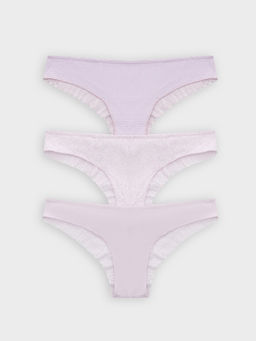 Цена за 2 штуки! Трусы бразилиана женские лиловые в наборе, 3 шт - Mark formelle фото 8