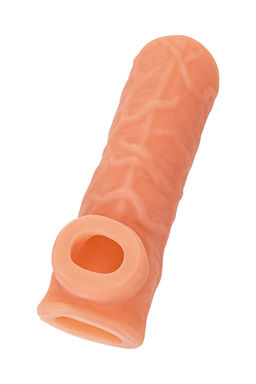 Насадка KOKOS реалистичная с дополнительной стимуляцией, TPE, телесная, 14 см  фото 5