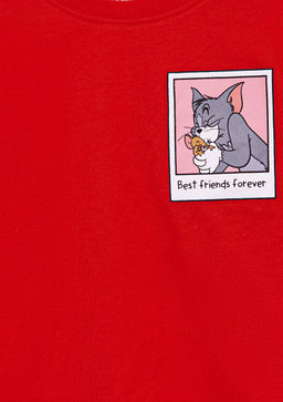 Tom Jerry Bask?l? K?rm?z? Tisort - Mavi фото 5