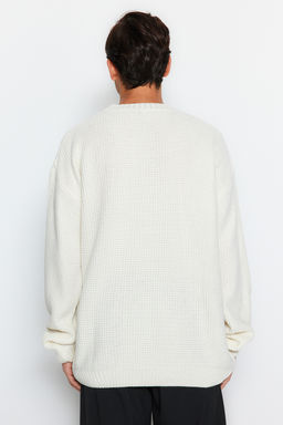 TRENDYOL MAN Indigo Oversize Bisiklet Yaka Dokulu Kazak TMNAW24KZ00032 - Trendyolmilla фото 12