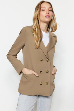Ac?k Kahverengi Regular Astarl? Dokuma Blazer Ceket TWOSS21CE0029 - Trendyolmilla фото 2