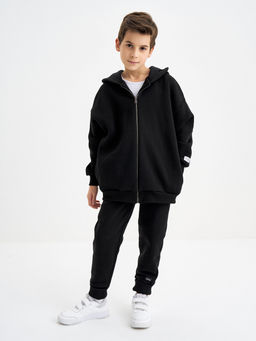 Черная толстовка с капюшоном из футера - Kogankids фото 20