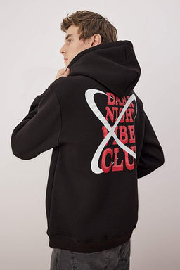 Siyah Regular / Normal Kesim S_rt Bask_l_ _rme Sweatshirt TMNAW20SW0163