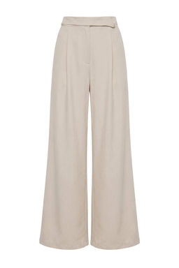 Bej Kemer Detayl_ Wide Leg/Geni_ Pa_a Kuma_ Pantolon TWOAW27PL00067