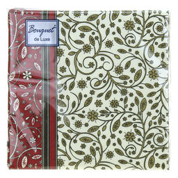 Салфетки бумажные Bouquet de Luxe 24х24см, 3-х слойные, 25 штук в упаковке, 100% целлюлоза, Ажурный узор (Россия)  фото 2