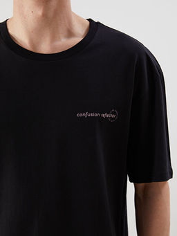 Bisiklet Yaka K?sa Kollu Bask?l? Penye Erkek Ti??rt