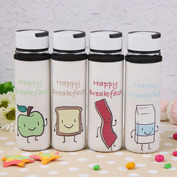 Бутылка для воды «Завтрак», 500 мл, h=23.5 см, с ручкой, в чехле, стекло, рисунок МИКС