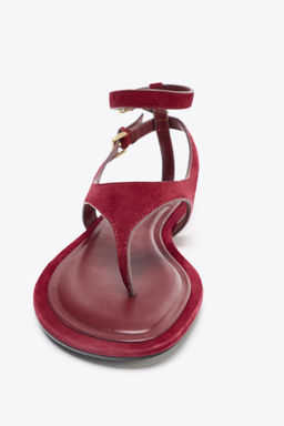 SPLIT SUEDE FLAT TOE POST SANDALS - Zara фото 4