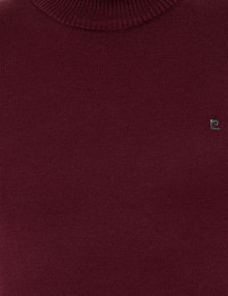 Bordo Slim Fit Yar_m Bal_k__ Yaka Basic Triko Kazak - Pierre cardin фото 6