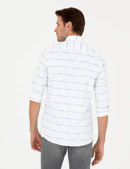 Рубашка Pierre Cardin Slim Fit синяя с длинным рукавом