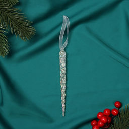 Цена за 3 шт. Ёлочная игрушка Зимнее волшебство. Сосулька, 14.51 см, прозрачный перелив  фото 2