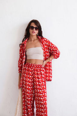 9969 Костюм летний красный с принтом - Martichelli фото 3