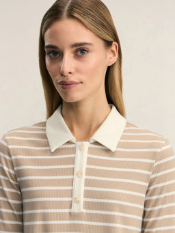 Лонгслив с отложным воротником в полоску / Zarina  фото 6