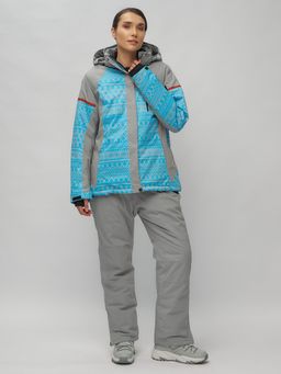 Горнолыжный костюм женский большого размера голубого цвета 02272-1Gl