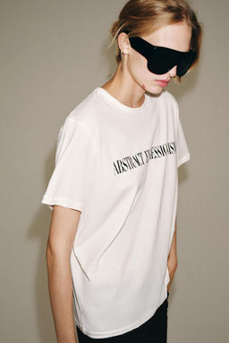 CAMISETA OVERSIZE TEXTO / Blanco roto - Zara фото 4