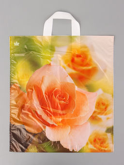 Цена за 50 шт. Пакет подарочный Утренняя роза полиэтиленовый, с петлевой ручкой, 42?38 см 37 мкм