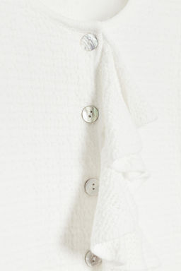 CHAQUETA PUNTO VOLANTES MANGA CORTA / Blanco - Zara фото 7