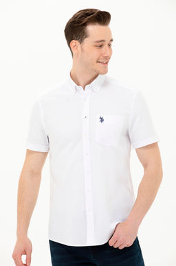 Мужская белая рубашка с коротким рукавом - U.s. polo assn фото 4