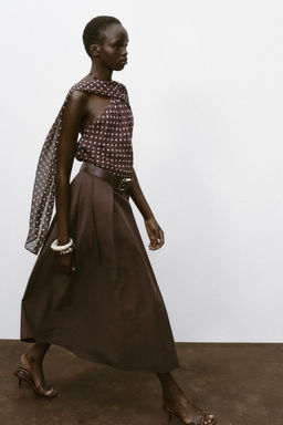 BELTED MIDI A-LINE SKIRT - Zara фото 4