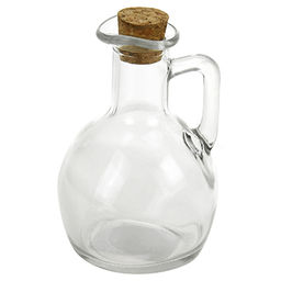 Графин для масла стеклянный "Дача" 180мл, д7,5см, h11,5см, с ручкой, пробка-дерево (Китай)