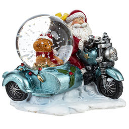 Фигурка декор в стекл шаре "Дед Мороз на мотоцикле", D 4.5 см, L8 W7,5 H7,5 см, 2в.