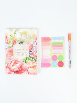 Набор: ежедневник А5, 80 листов, стикеры и ручка "Самой прекрасной"