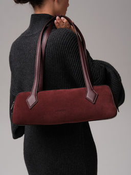 Замшевая сумка багет Deboro 31129 зимняя вишня