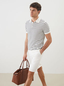 Polo Yaka K?sa Kollu ?izgili Erkek Triko Kazak