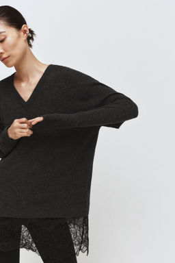 LONG KNIT JUMPER WITH LACE DETAIL - Zara фото 14