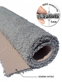 Коврик НАНОХЛОПОК SHAHINTEX 80х120 пепельный 05 S  фото 2