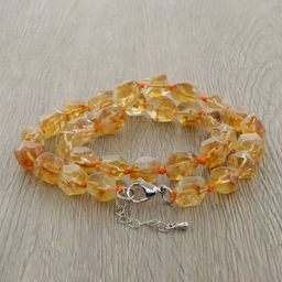 Цитрин натуральный крупная галька граненая 12-14мм 45см